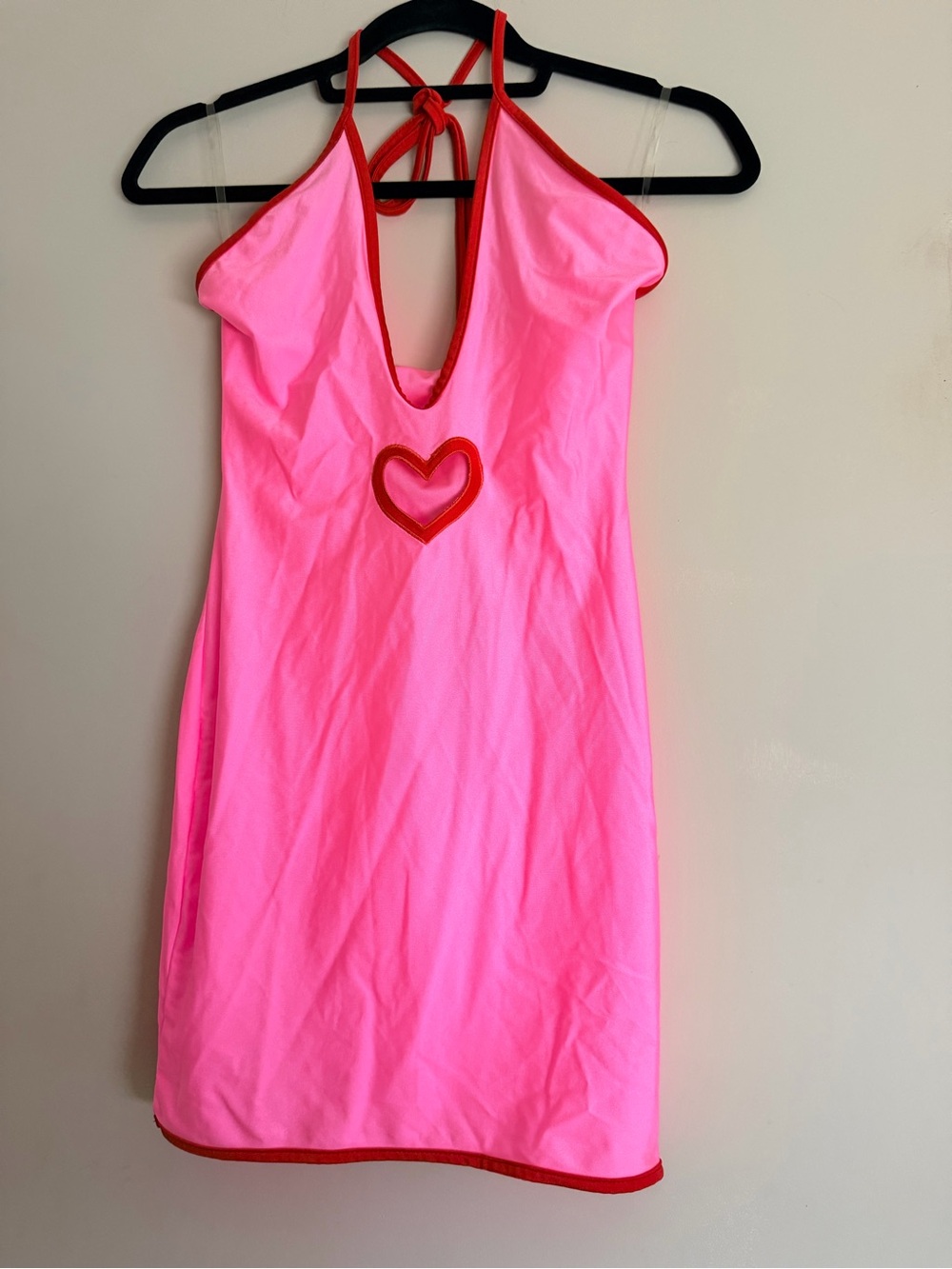 Women’s Pink Halter Sleep Chemise with Heart Accent